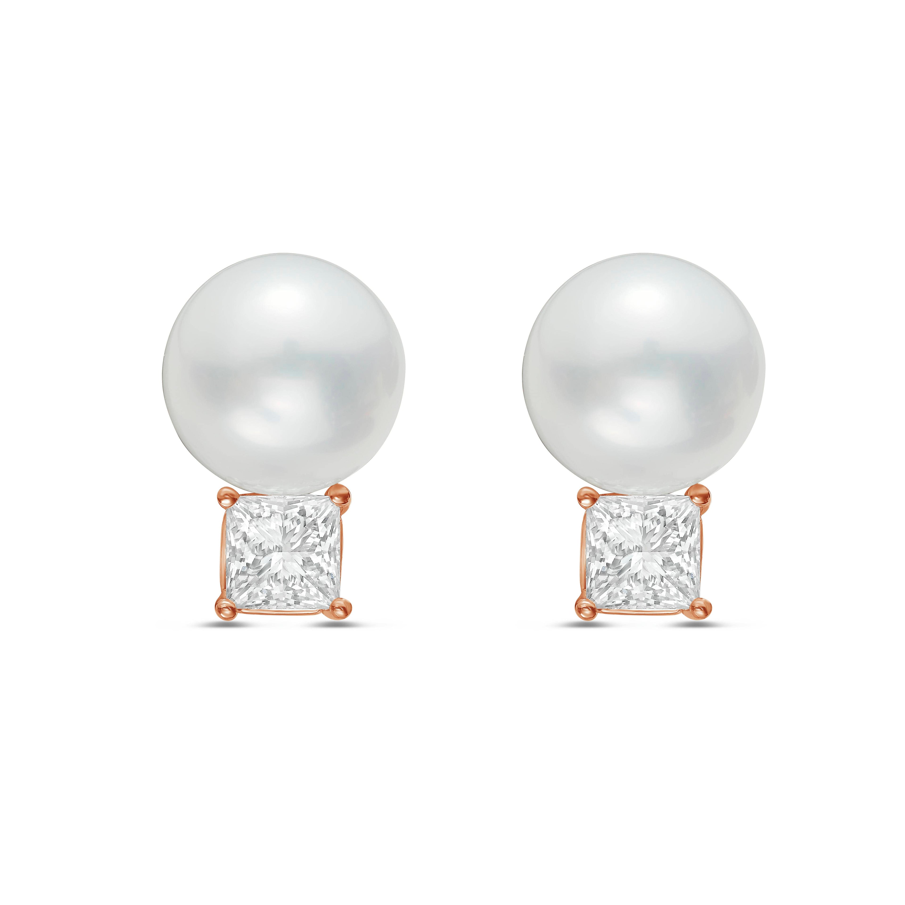 Lab Grown Diamond and Pearl Drop Earrings