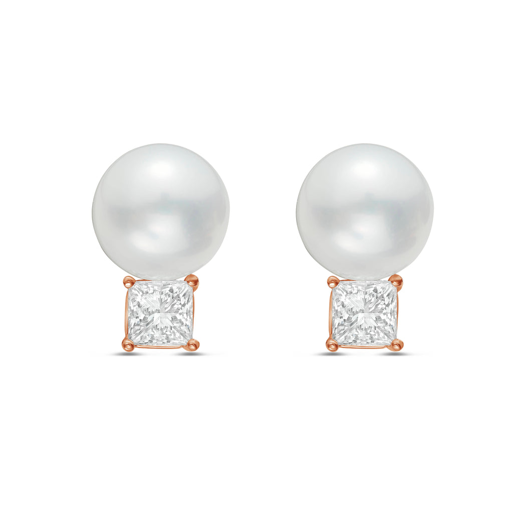 Lab Grown Diamond and Pearl Drop Earrings