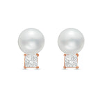 Lab Grown Diamond and Pearl Drop Earrings