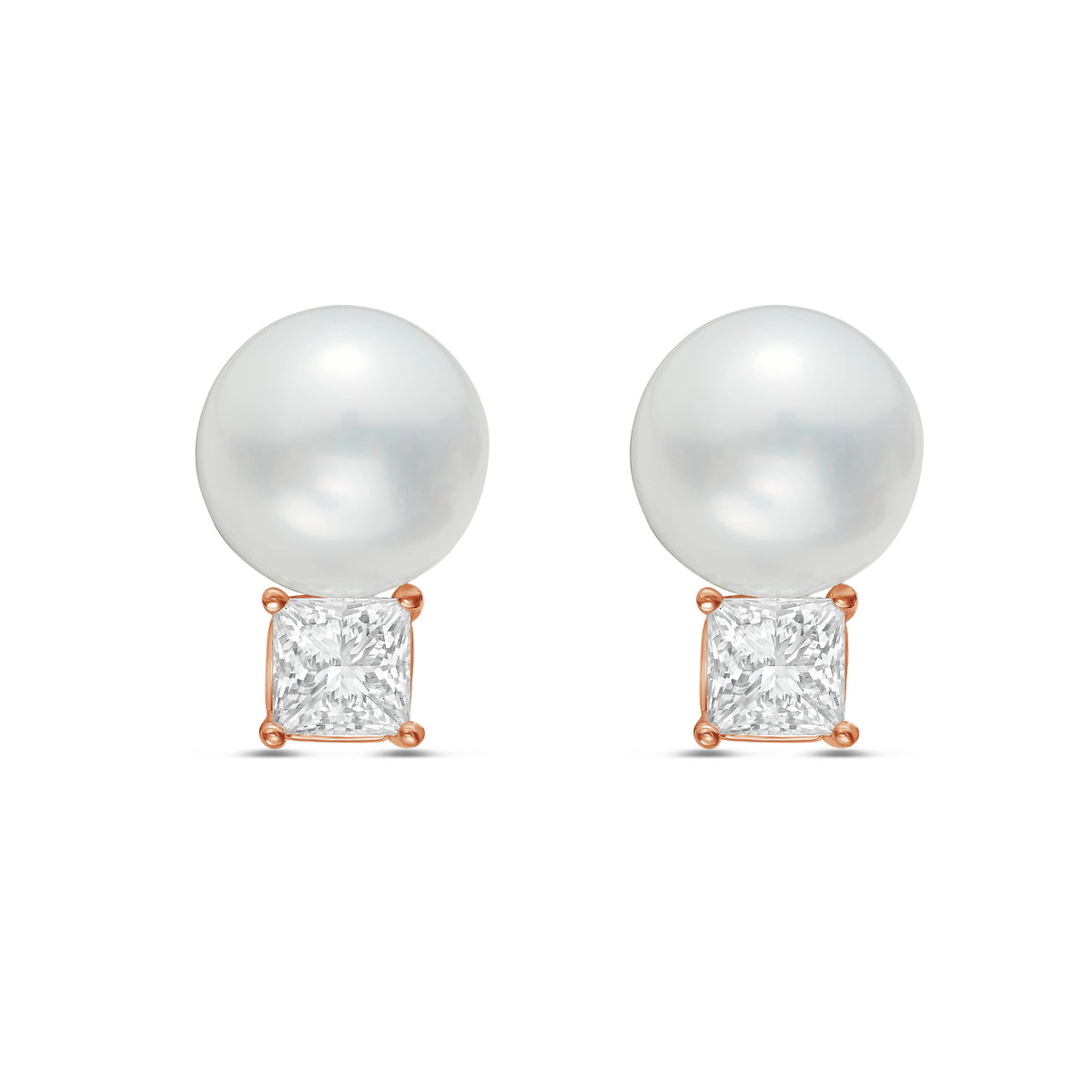 Lab Grown Diamond and Pearl Drop Earrings