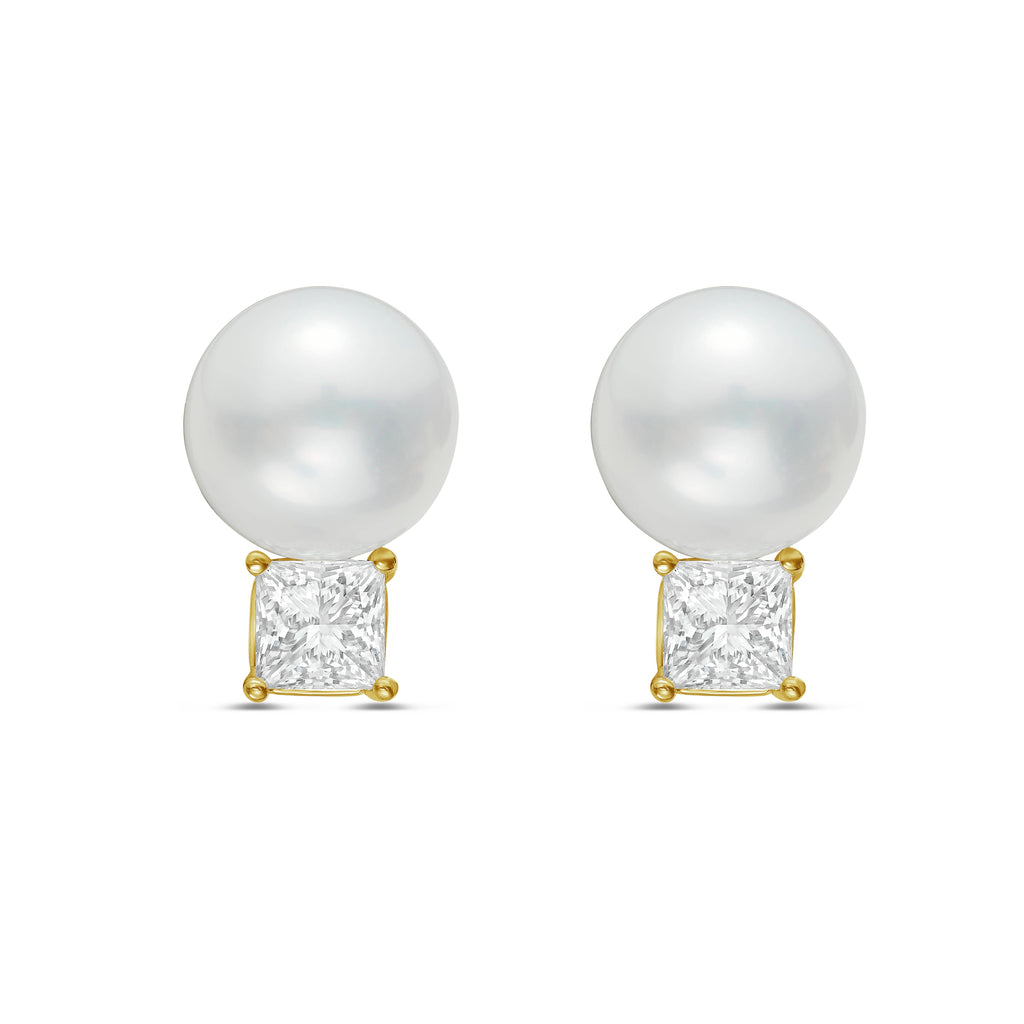 Lab Grown Diamond and Pearl Drop Earrings