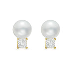 Lab Grown Diamond and Pearl Drop Earrings