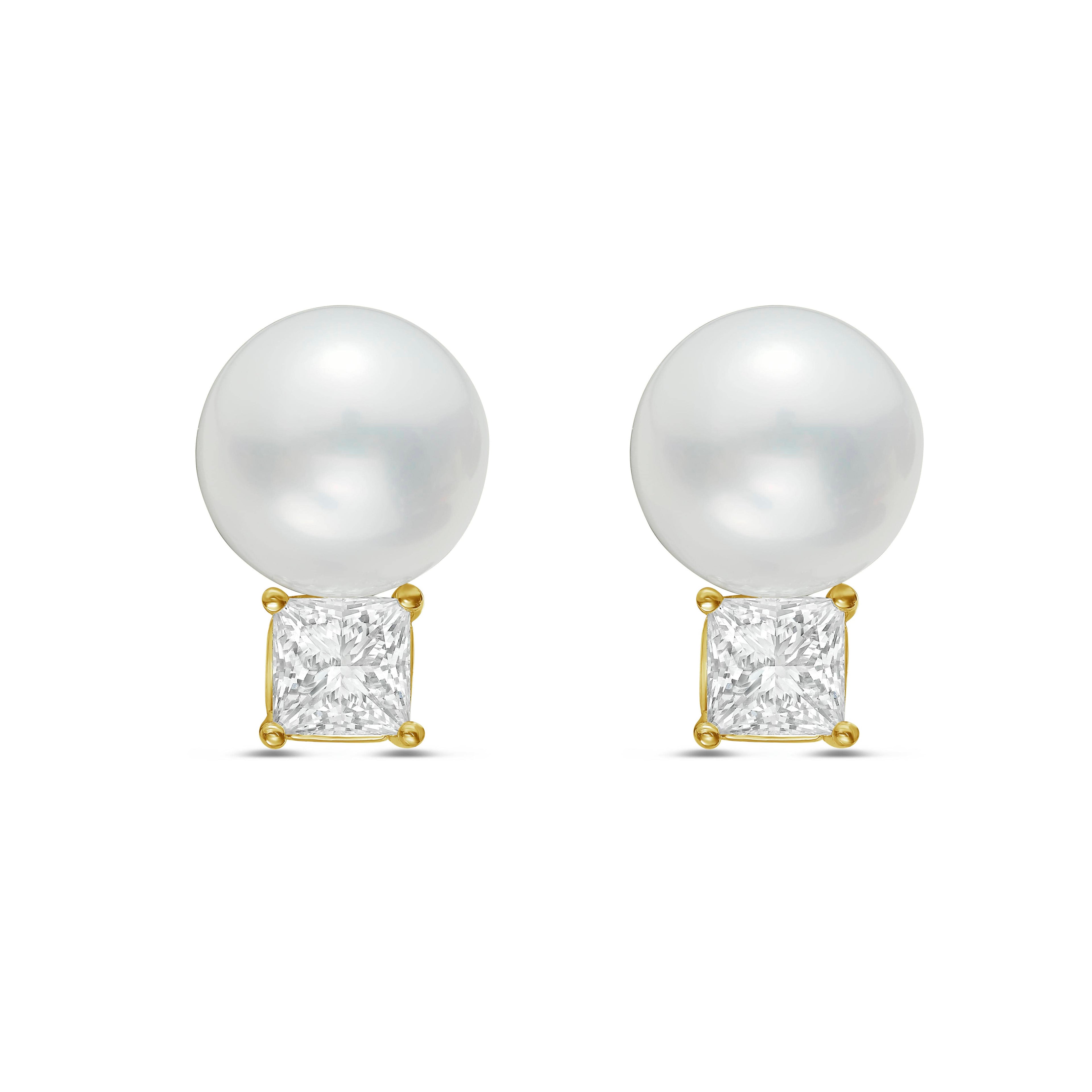Lab Grown Diamond and Pearl Drop Earrings