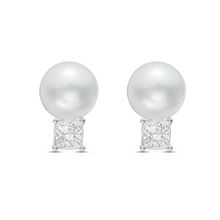 Lab Grown Diamond and Pearl Drop Earrings