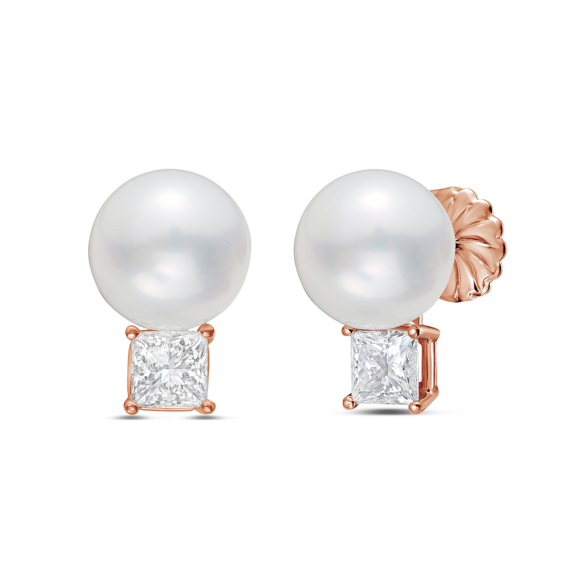 Lab Grown Diamond and Pearl Drop Earrings