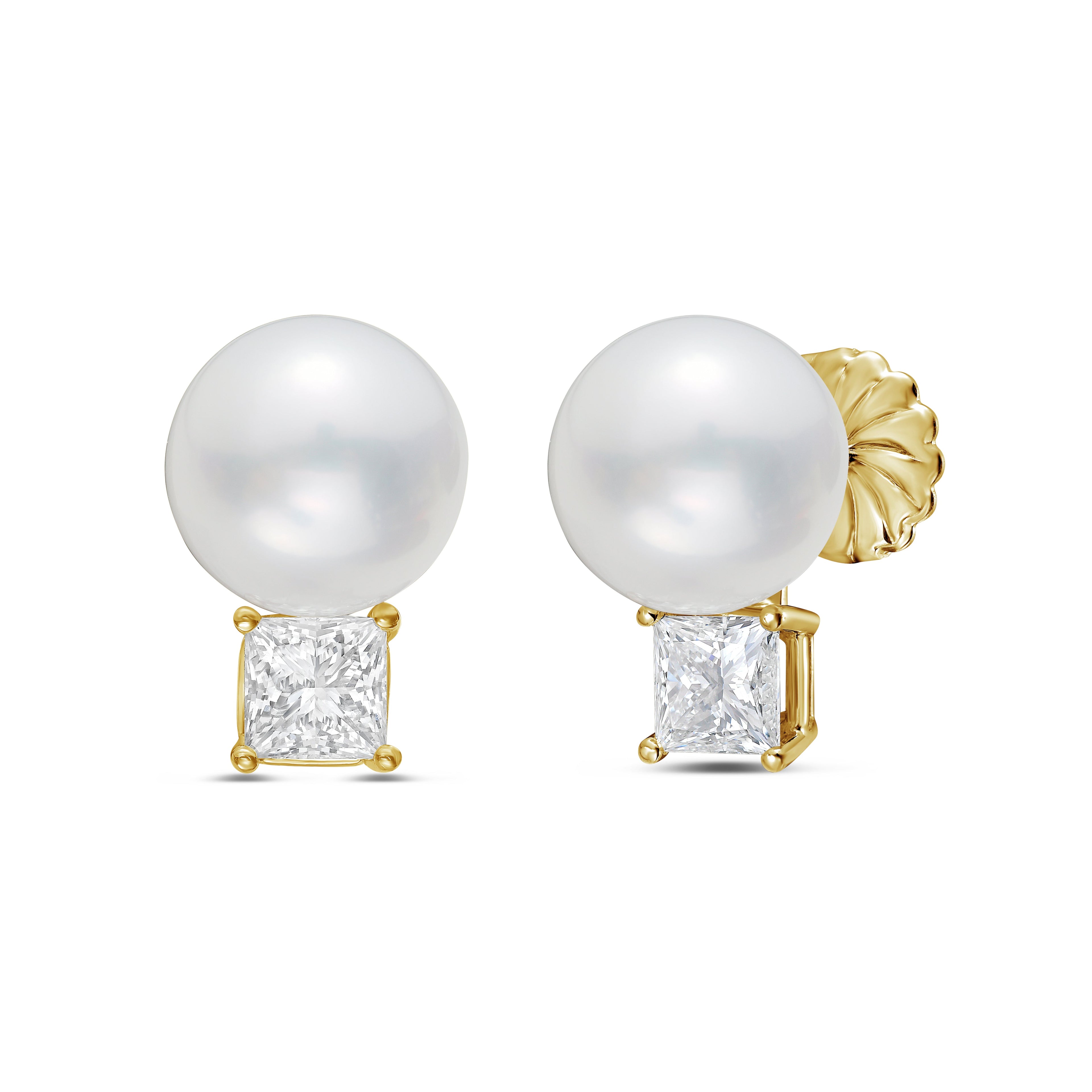 Lab Grown Diamond and Pearl Drop Earrings