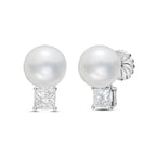 Lab Grown Diamond and Pearl Drop Earrings