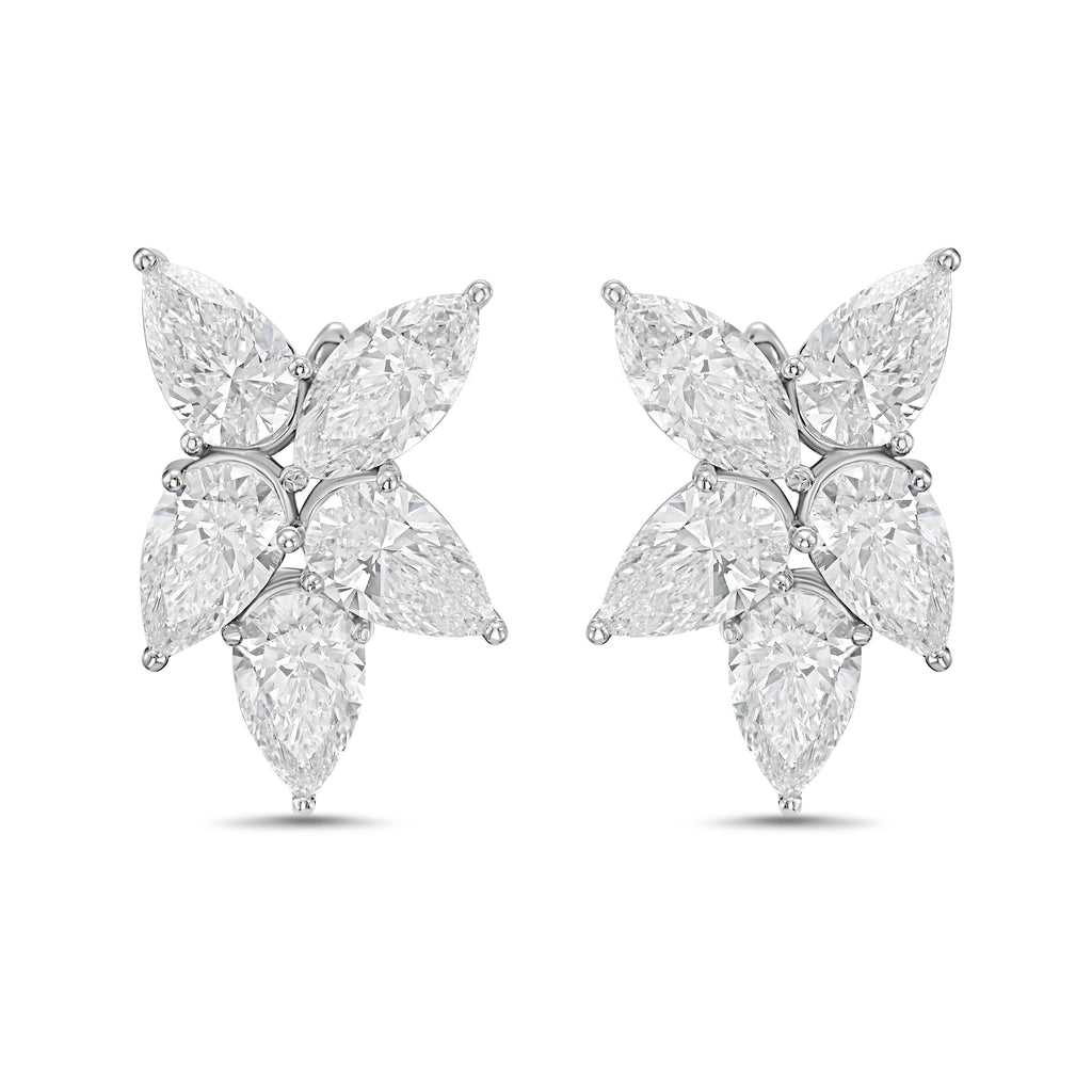 Lab Grown Multi Shaped Diamond Cluster Earrings
