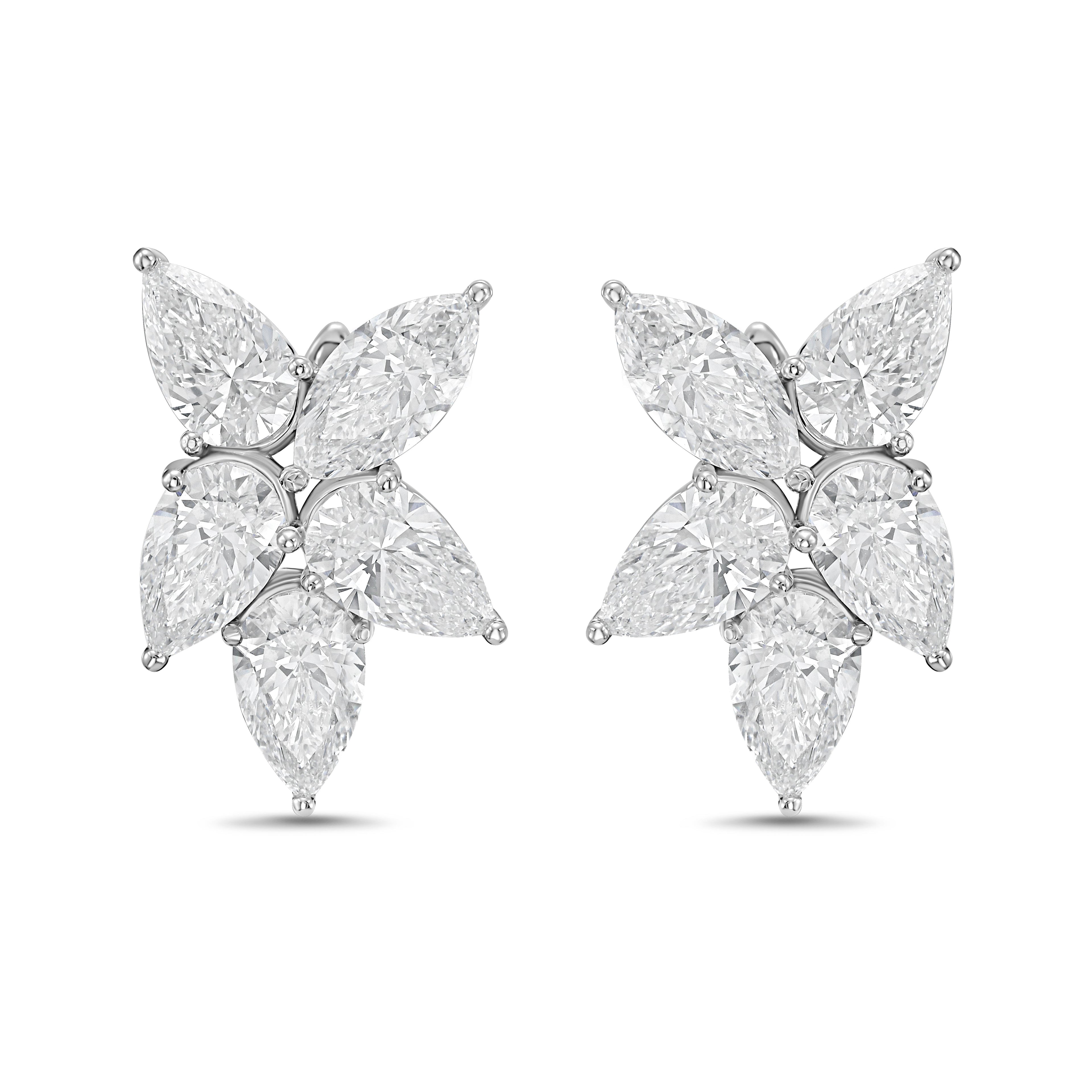 Lab Grown Multi Shaped Diamond Cluster Earrings