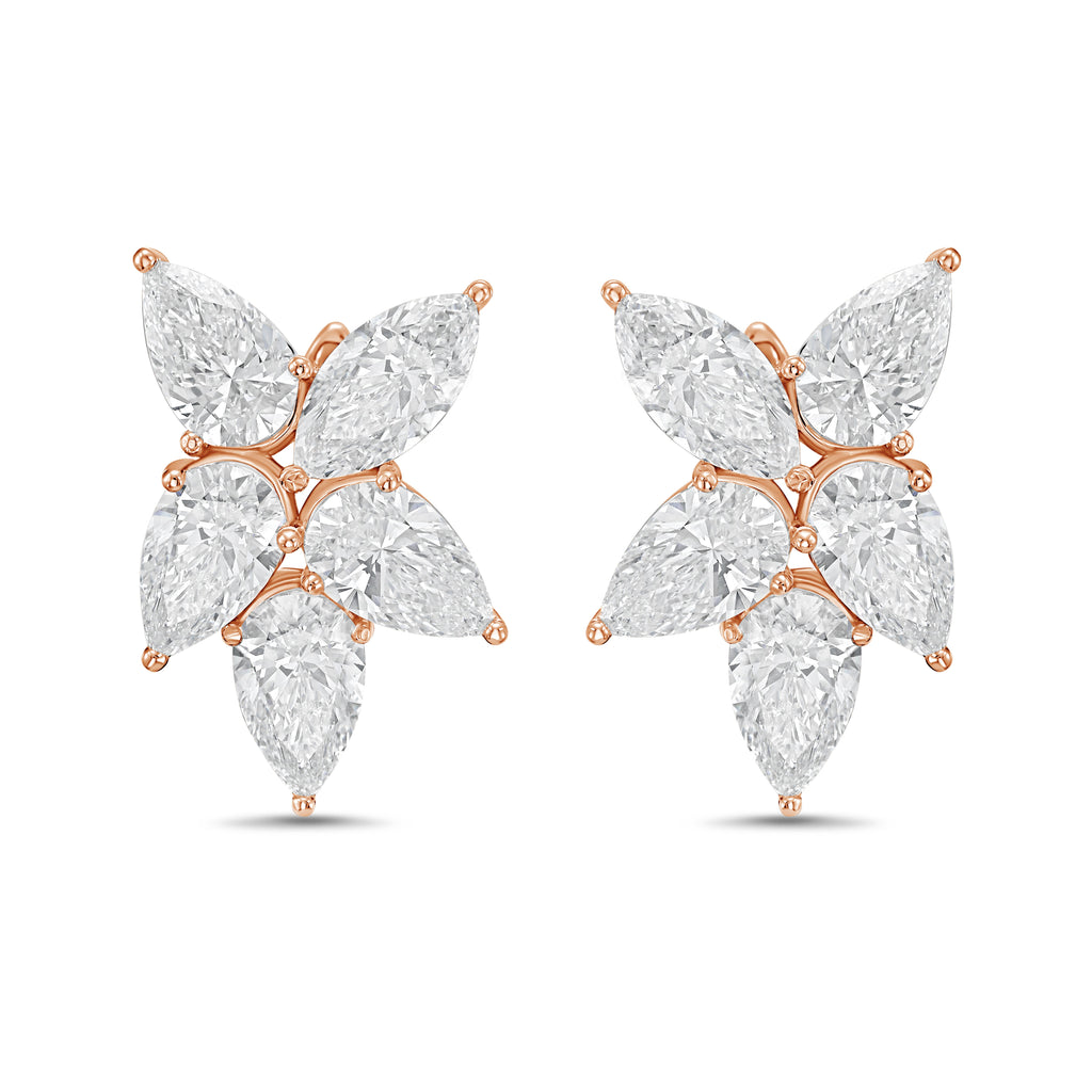 Lab Grown Multi Shaped Diamond Cluster Earrings