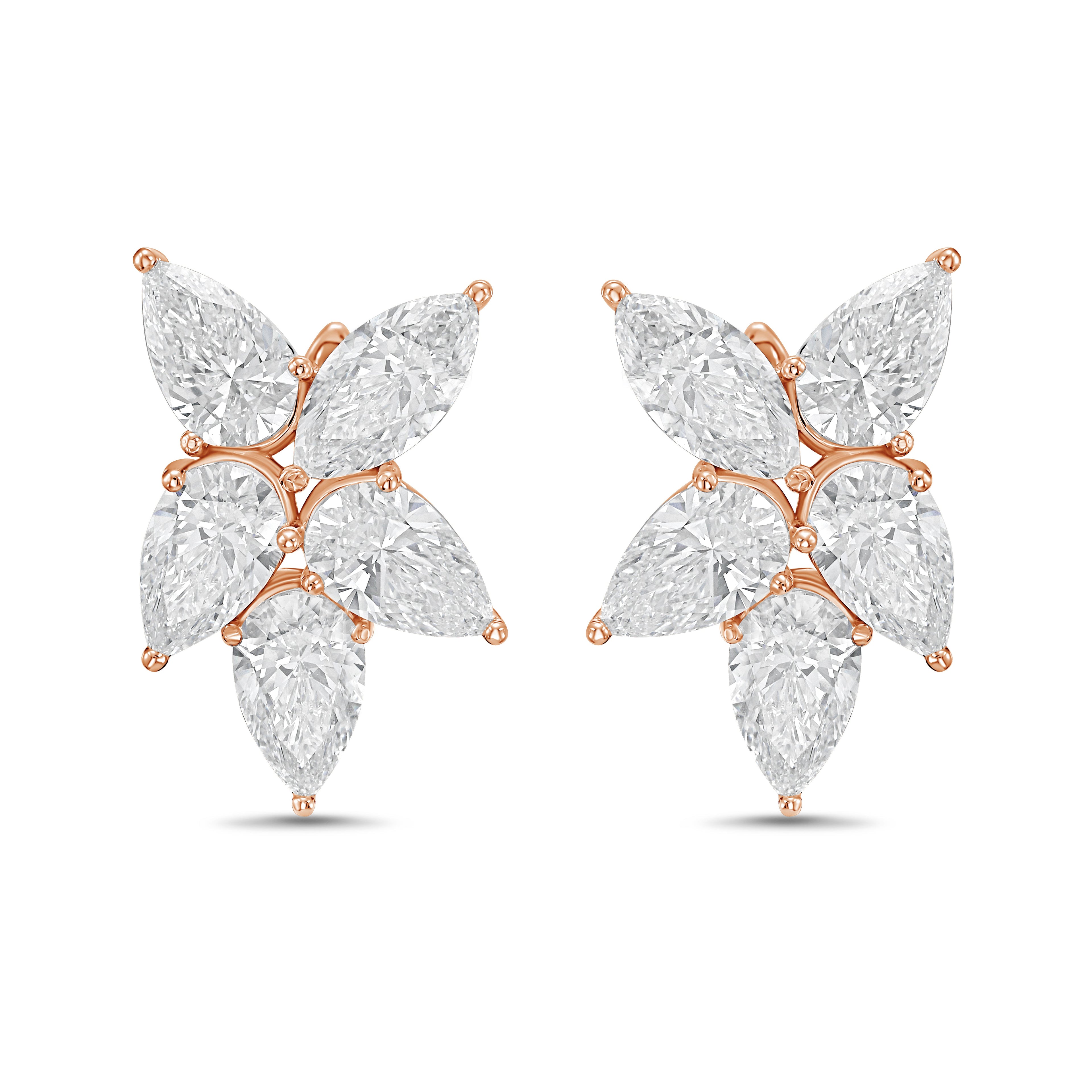 Lab Grown Multi Shaped Diamond Cluster Earrings