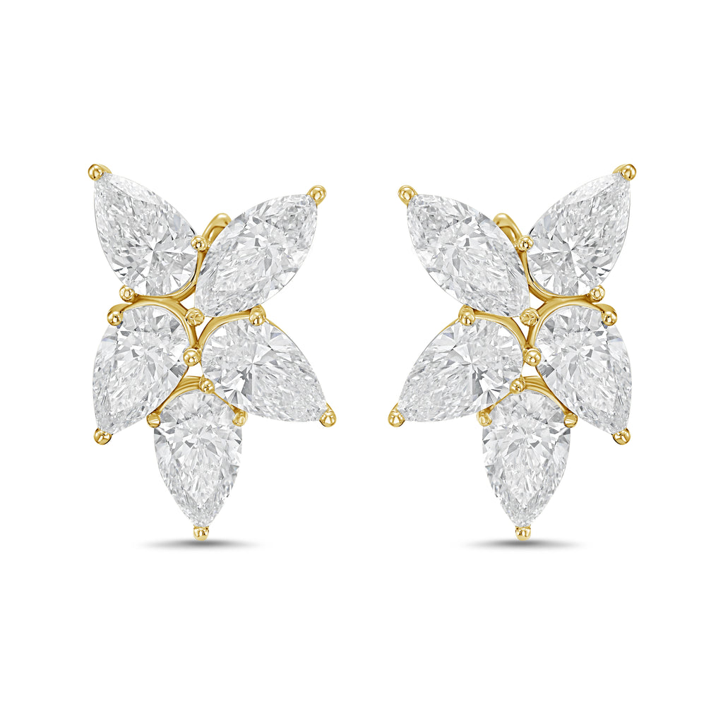 Lab Grown Multi Shaped Diamond Cluster Earrings