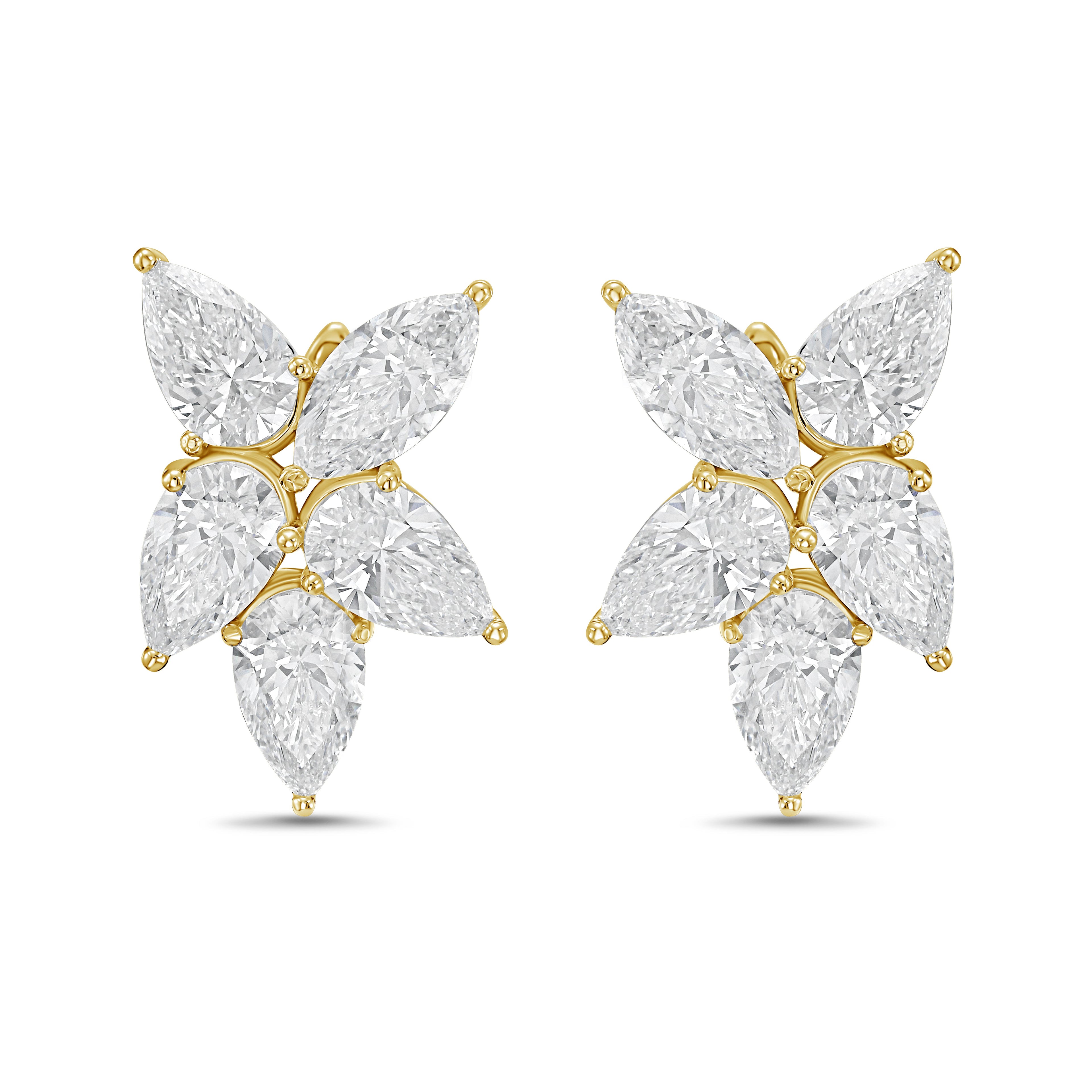 Lab Grown Multi Shaped Diamond Cluster Earrings