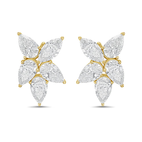 Lab Grown Multi Shaped Diamond Cluster Earrings