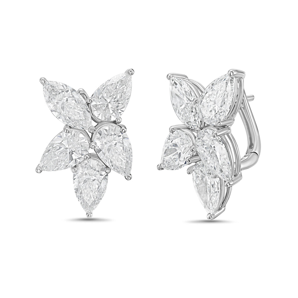 Lab Grown Multi Shaped Diamond Cluster Earrings