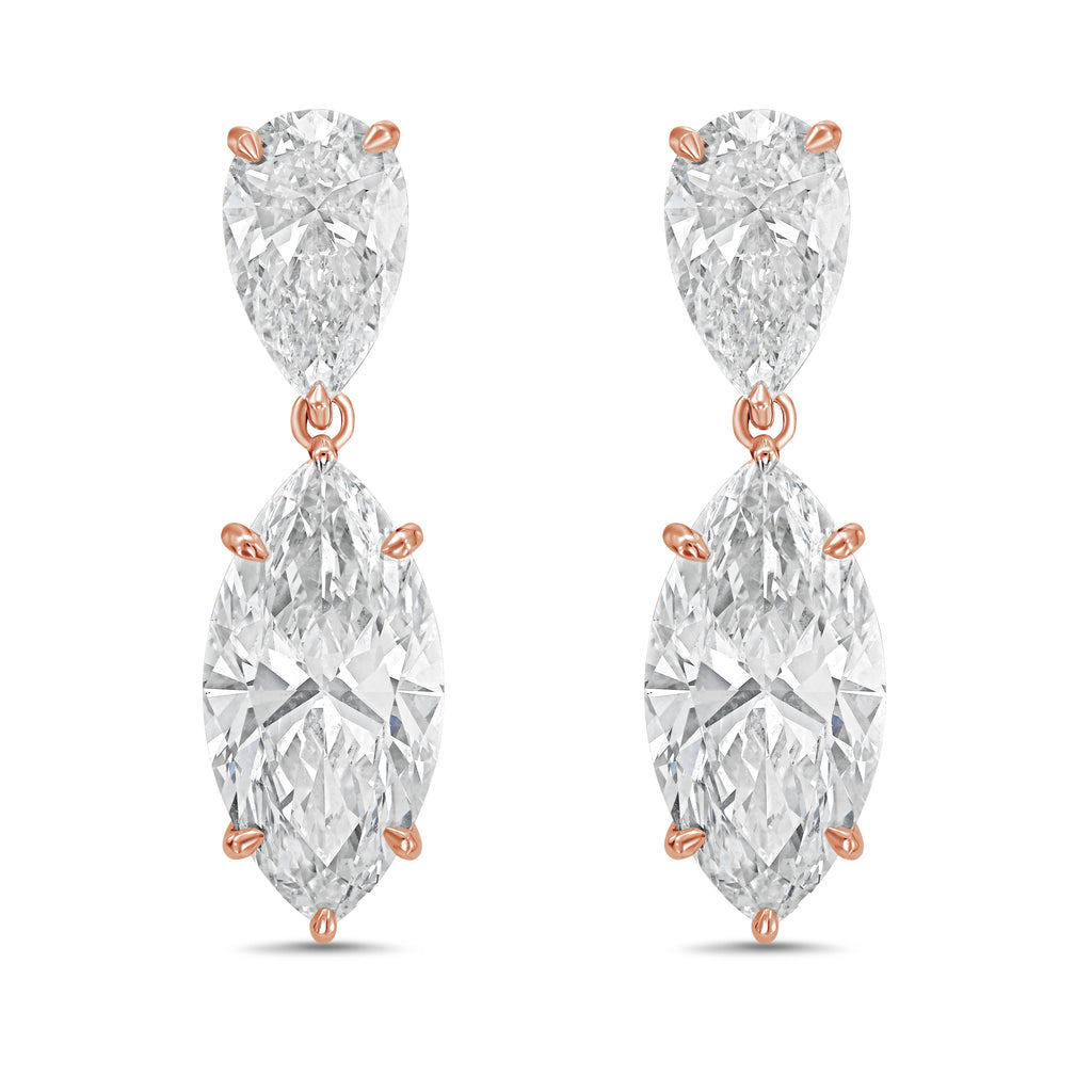 Lab Grown Pear And Marquise Drop Earrings