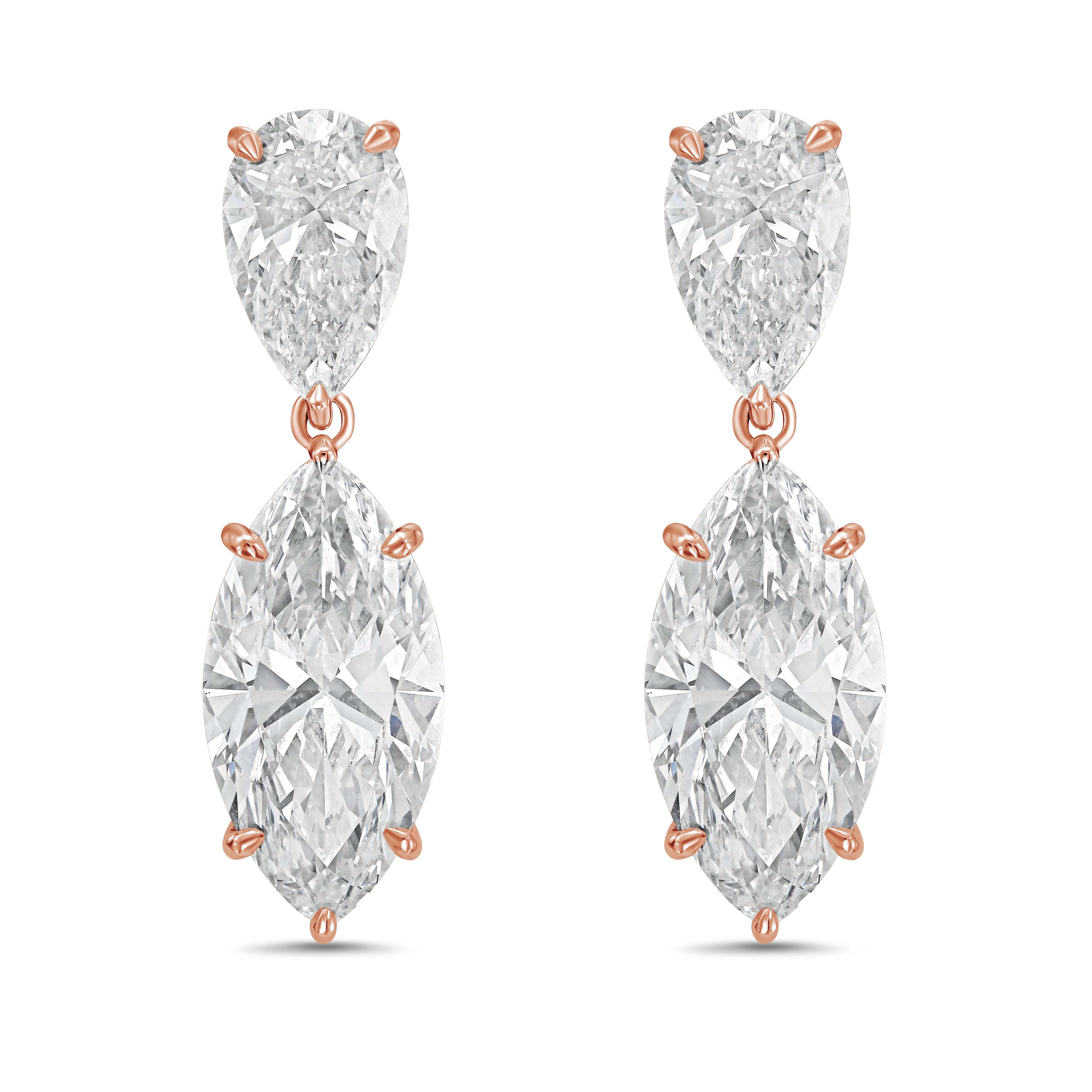 Lab Grown Pear And Marquise Drop Earrings