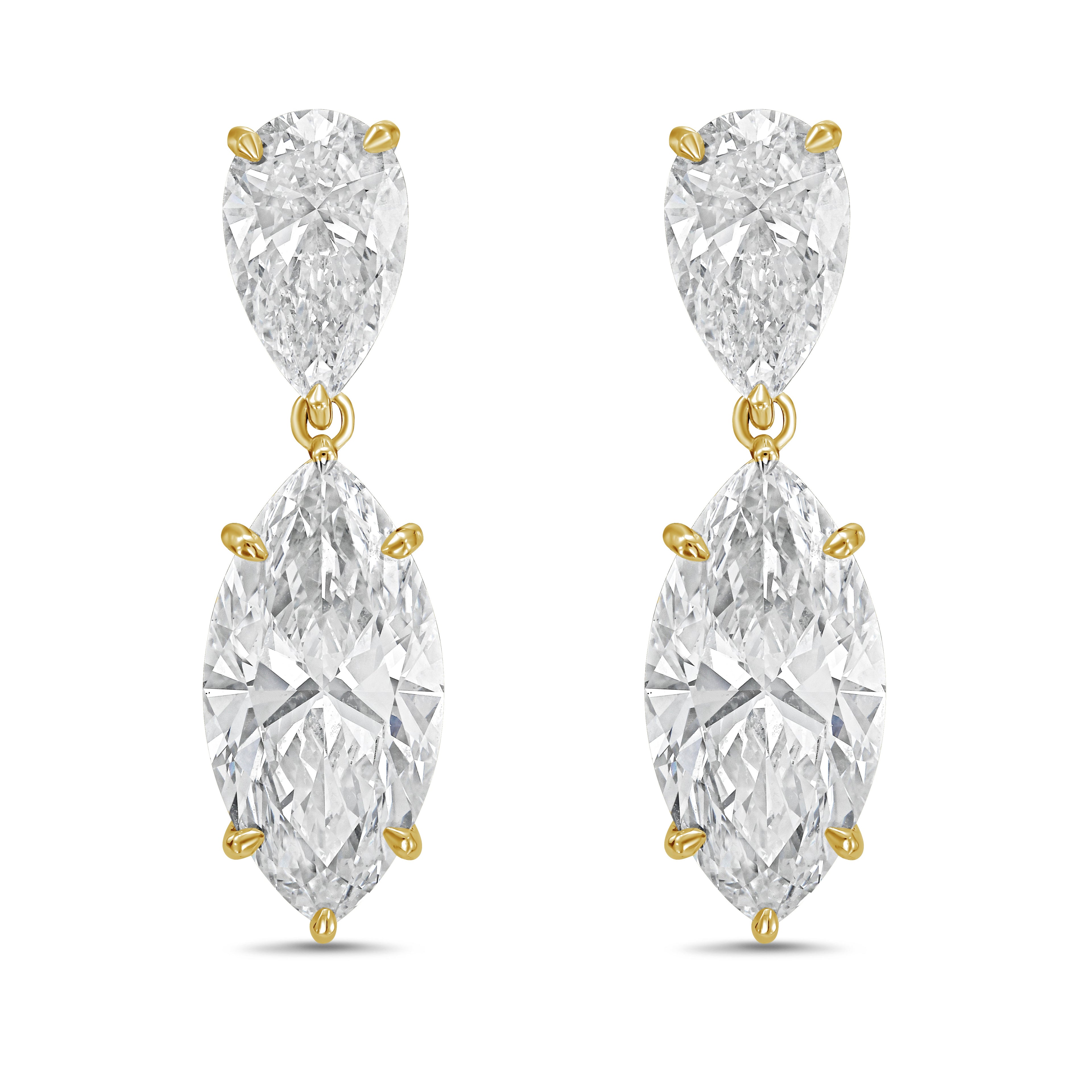 Lab Grown Pear And Marquise Drop Earrings