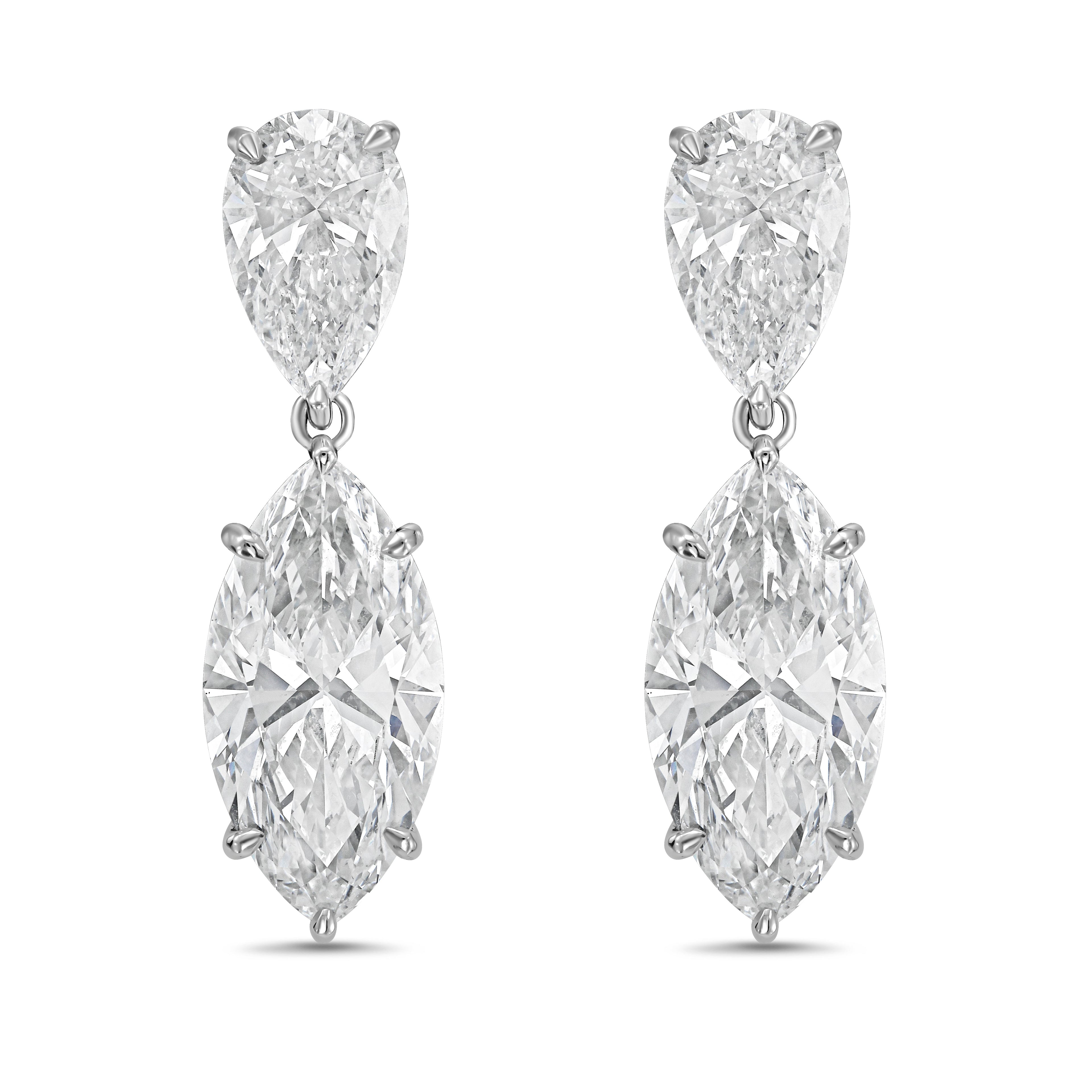 Lab Grown Pear And Marquise Drop Earrings