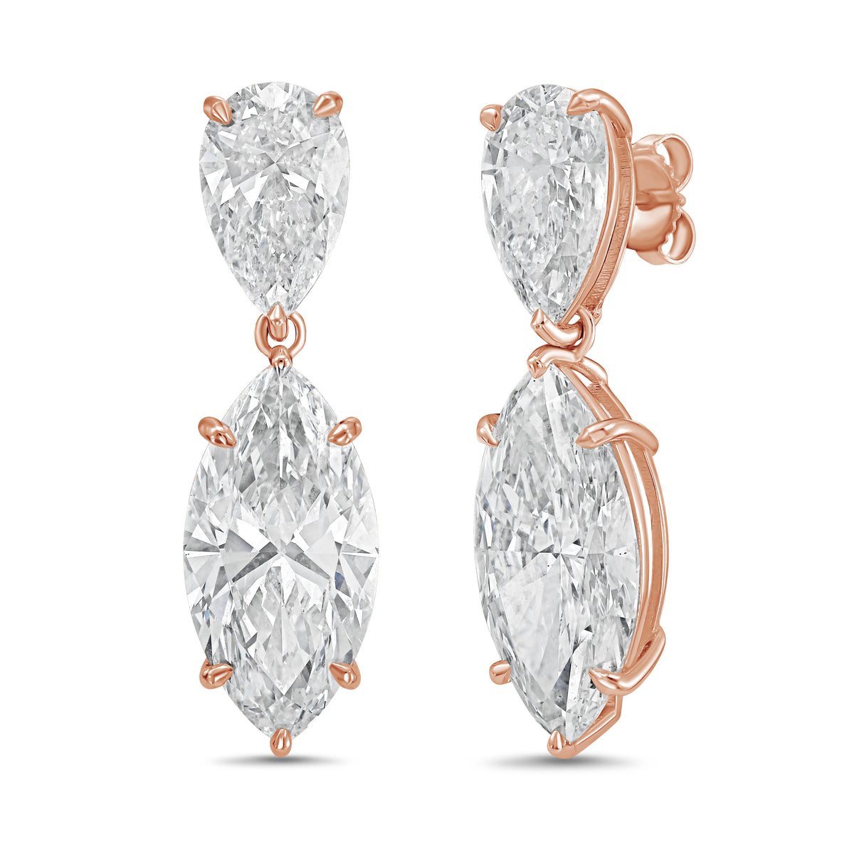 Lab Grown Pear And Marquise Drop Earrings