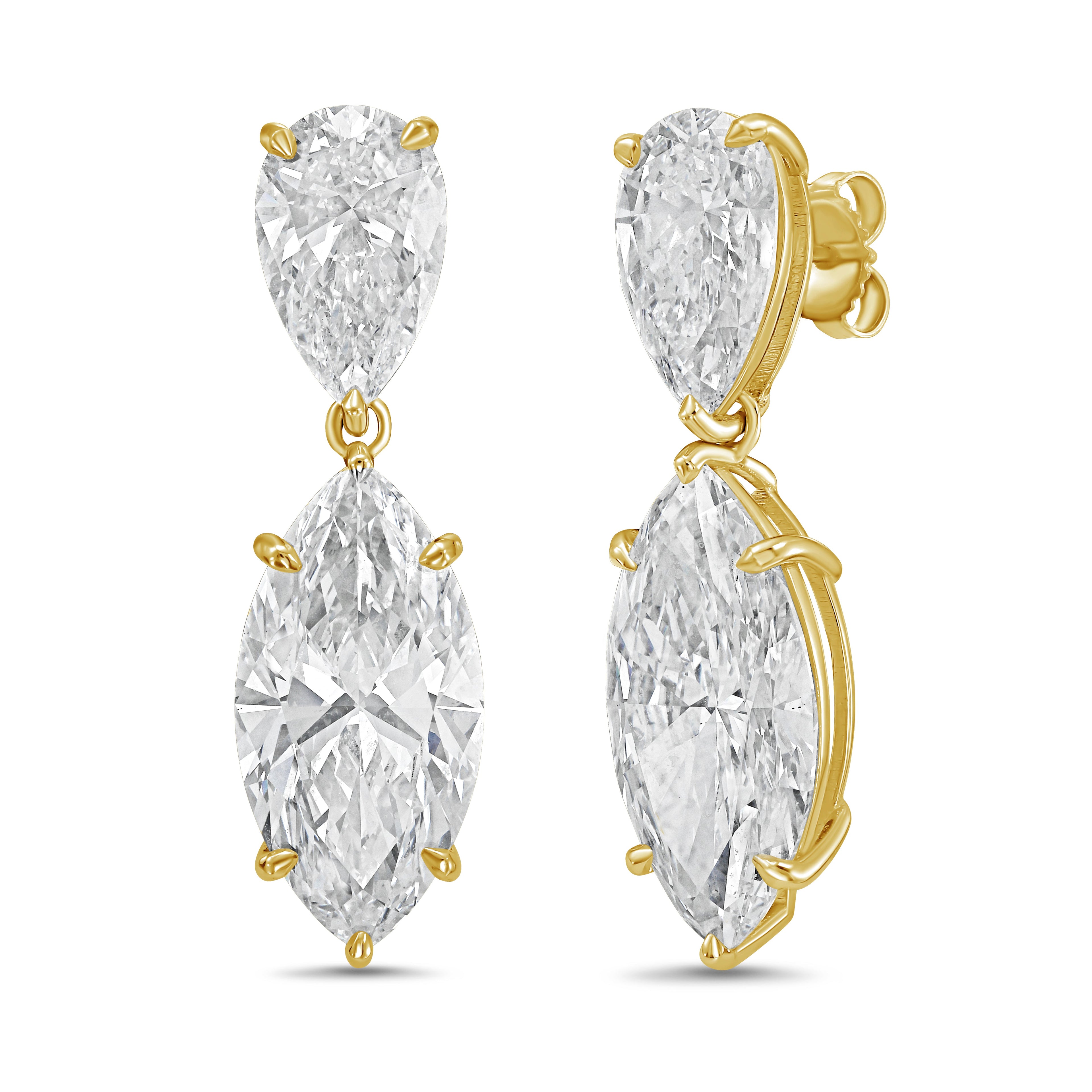 Lab Grown Pear And Marquise Drop Earrings