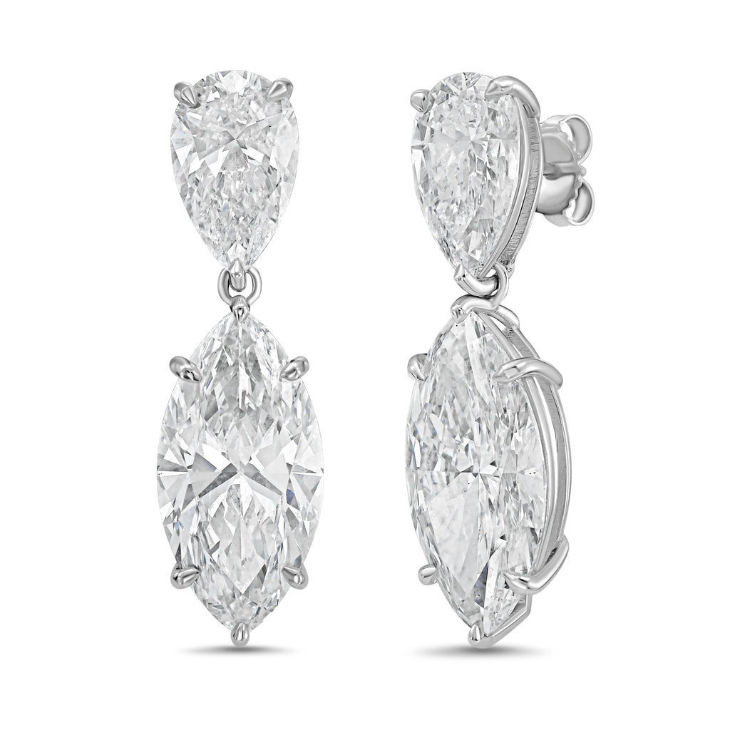Lab Grown Pear And Marquise Drop Earrings