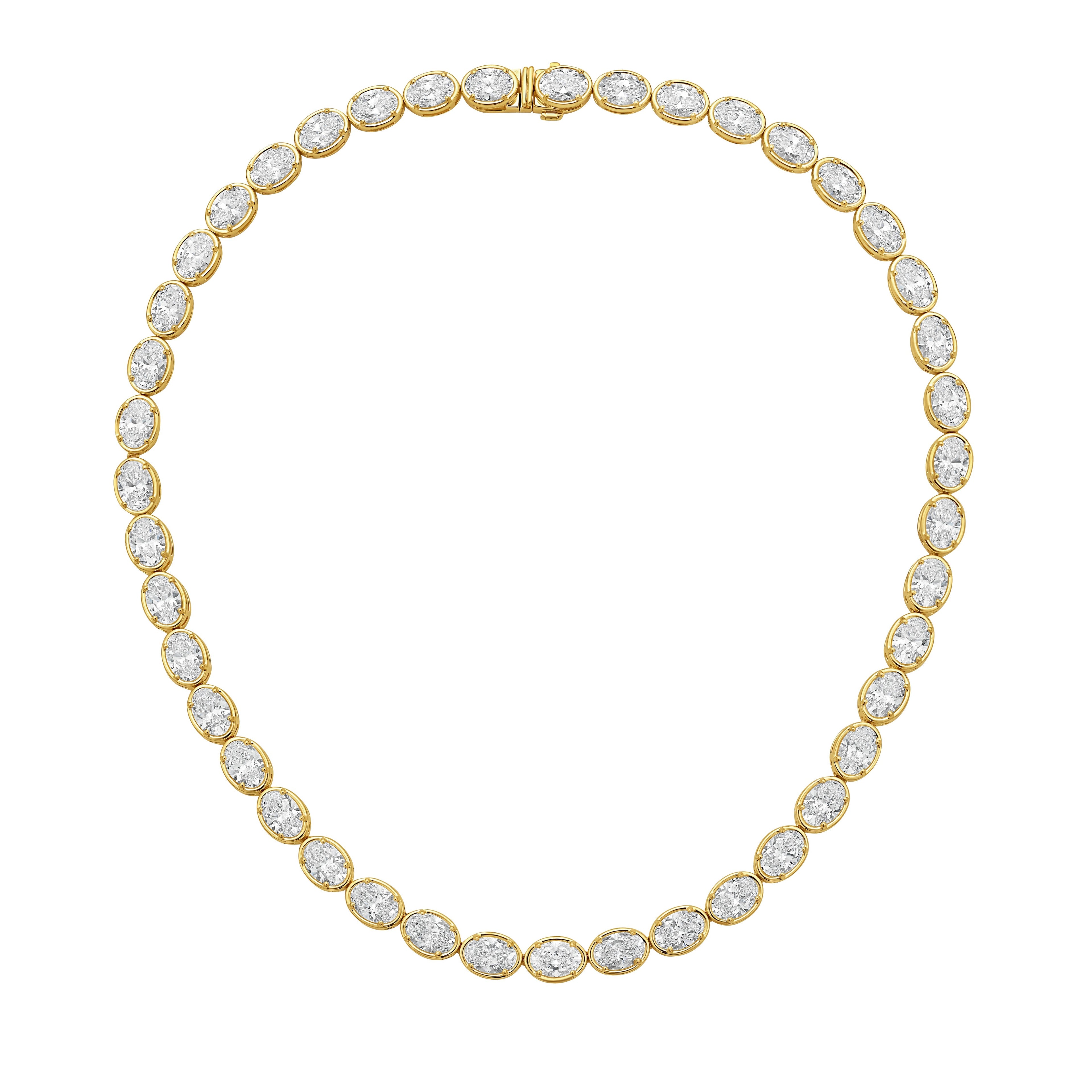 Lab Grown East-West Oval Bezel Tennis Necklace