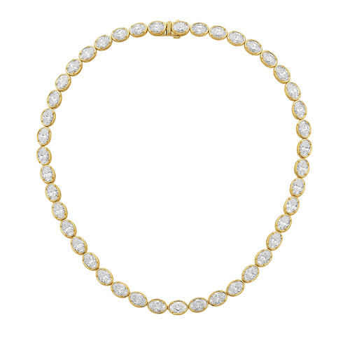 Lab Grown East-West Oval Bezel Tennis Necklace