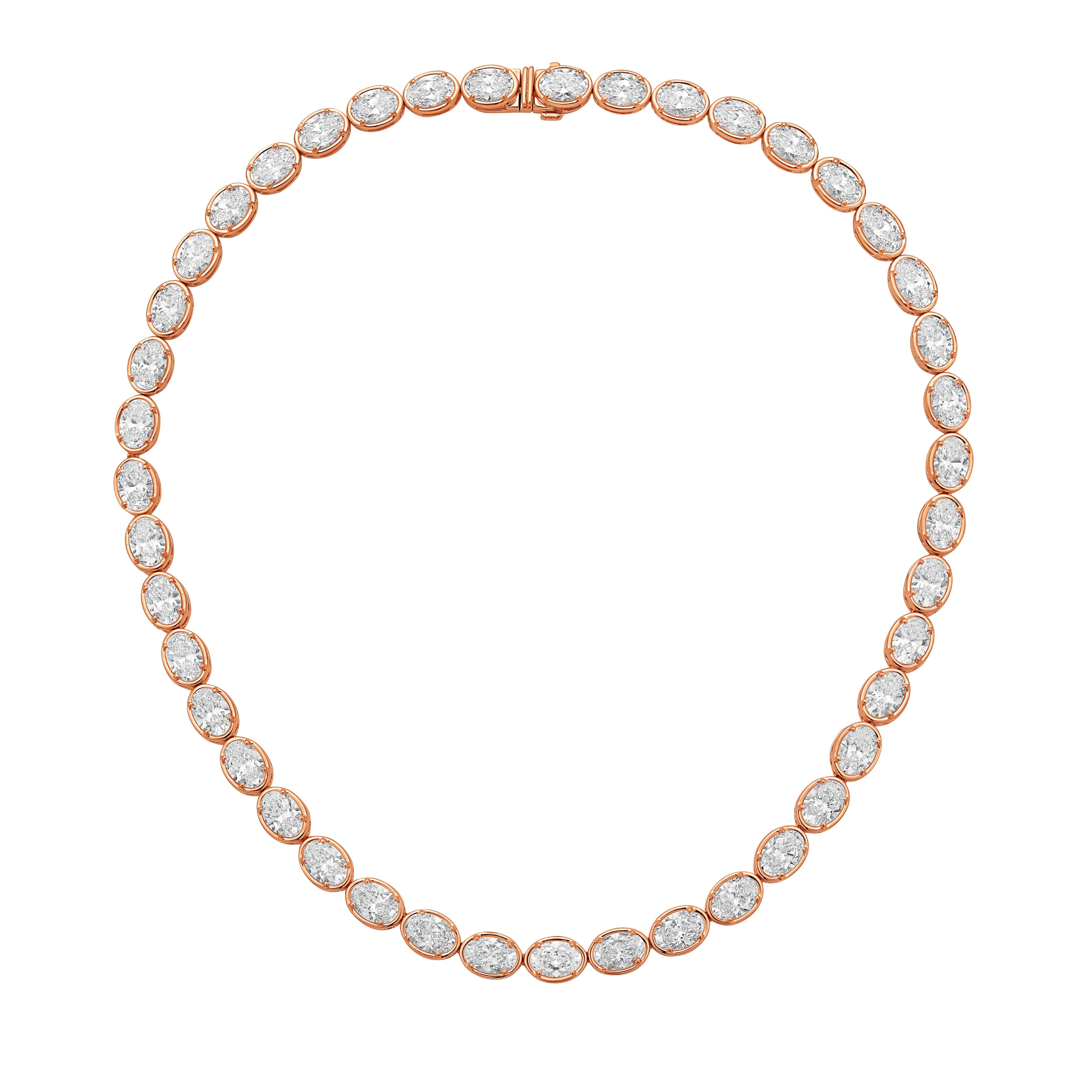 Lab Grown East-West Oval Bezel Tennis Necklace
