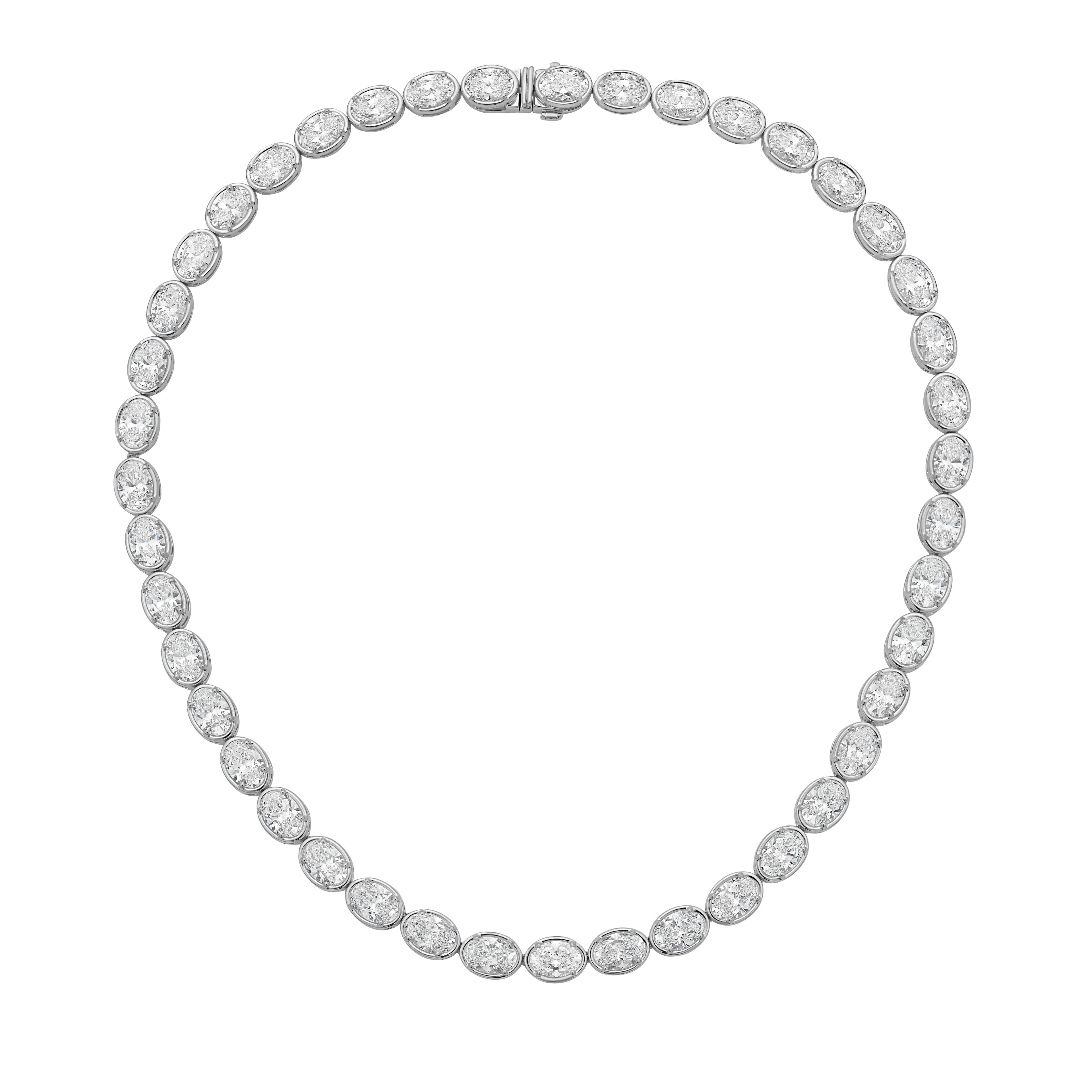 Lab Grown East-West Oval Bezel Tennis Necklace
