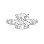 Lab-Grown Round Diamond Hidden Halo Ring with Pavé Band, 18K Gold