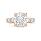 Lab-Grown Round Diamond Hidden Halo Ring with Pavé Band, 18K Gold