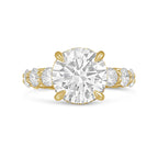 Lab-Grown Round Diamond Hidden Halo Ring with Pavé Band, 18K Gold