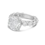 Lab-Grown Round Diamond Hidden Halo Ring with Pavé Band, 18K Gold