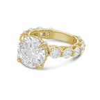 Lab-Grown Round Diamond Hidden Halo Ring with Pavé Band, 18K Gold