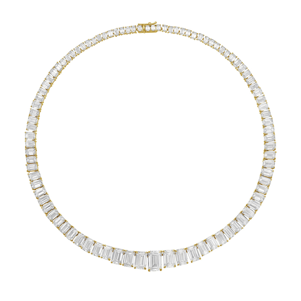 Lab Grown Graduated Emerald Diamond Tennis Necklace