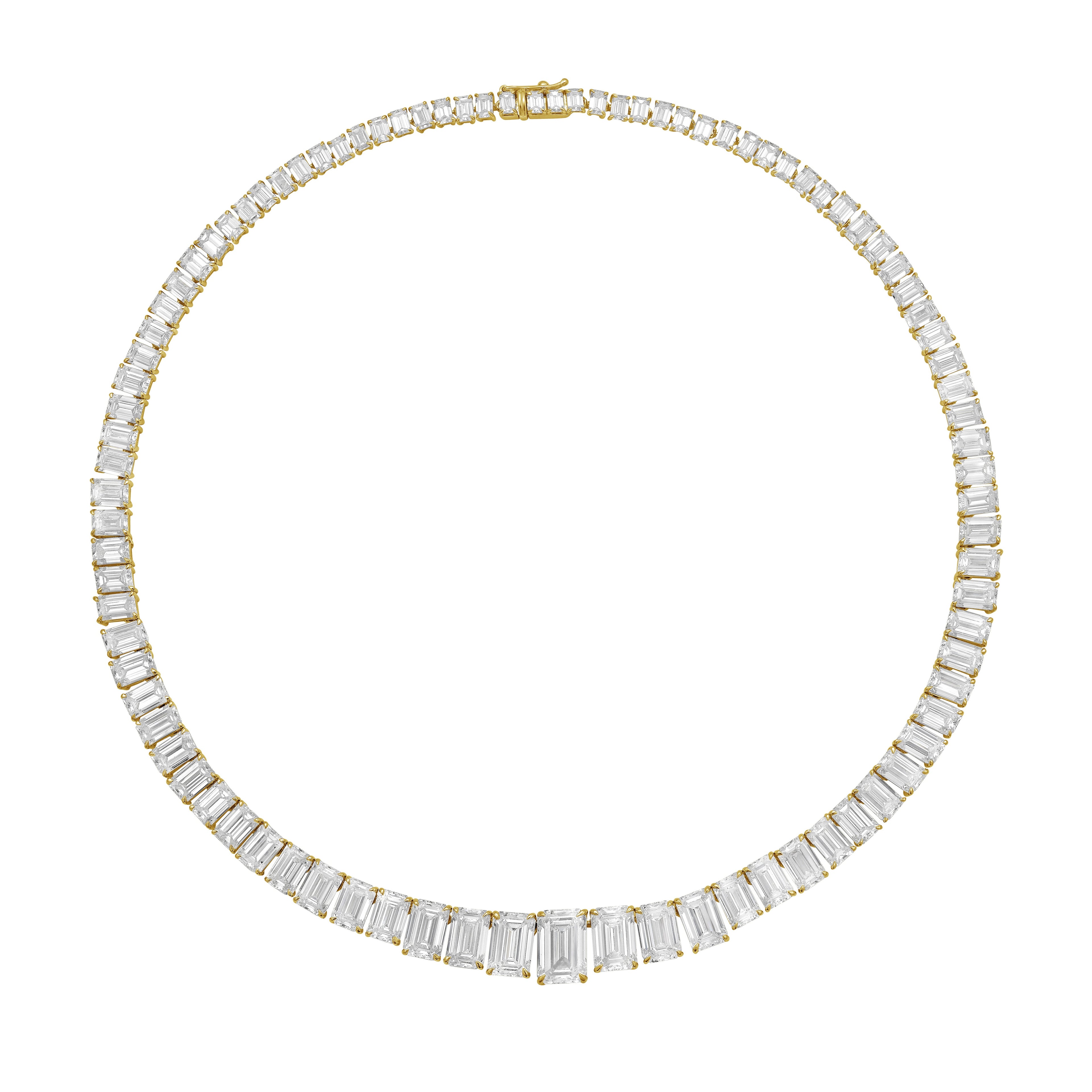 Lab Grown Graduated Emerald Diamond Tennis Necklace