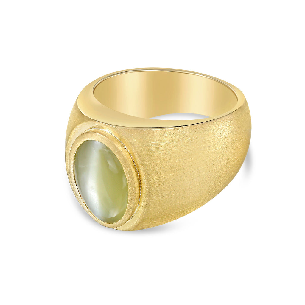 18K Yellow Gold Men's Tiger Eye Ring