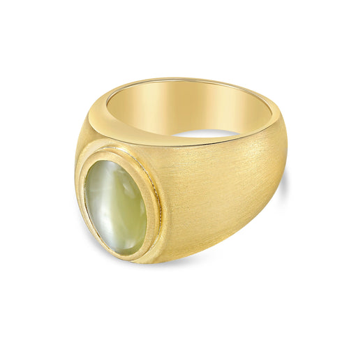 18K Yellow Gold Men's Tiger Eye Ring