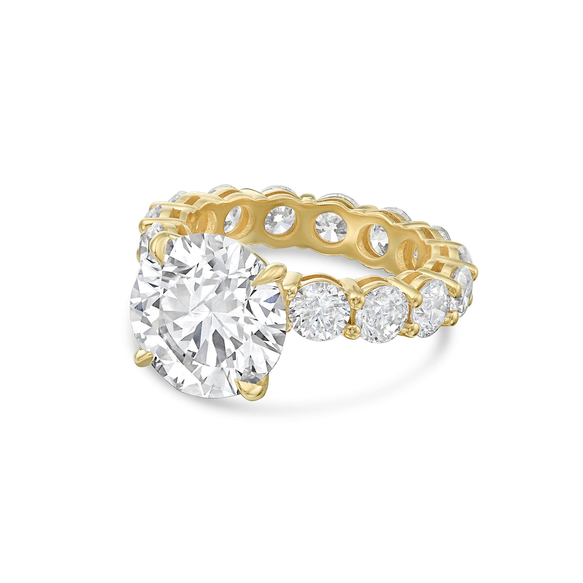 Lab-Grown Round Diamond Engagement Ring with Eternity Shared Prong Band