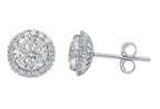 Lab-Grown Round Diamond Halo Earrings, 14K Gold