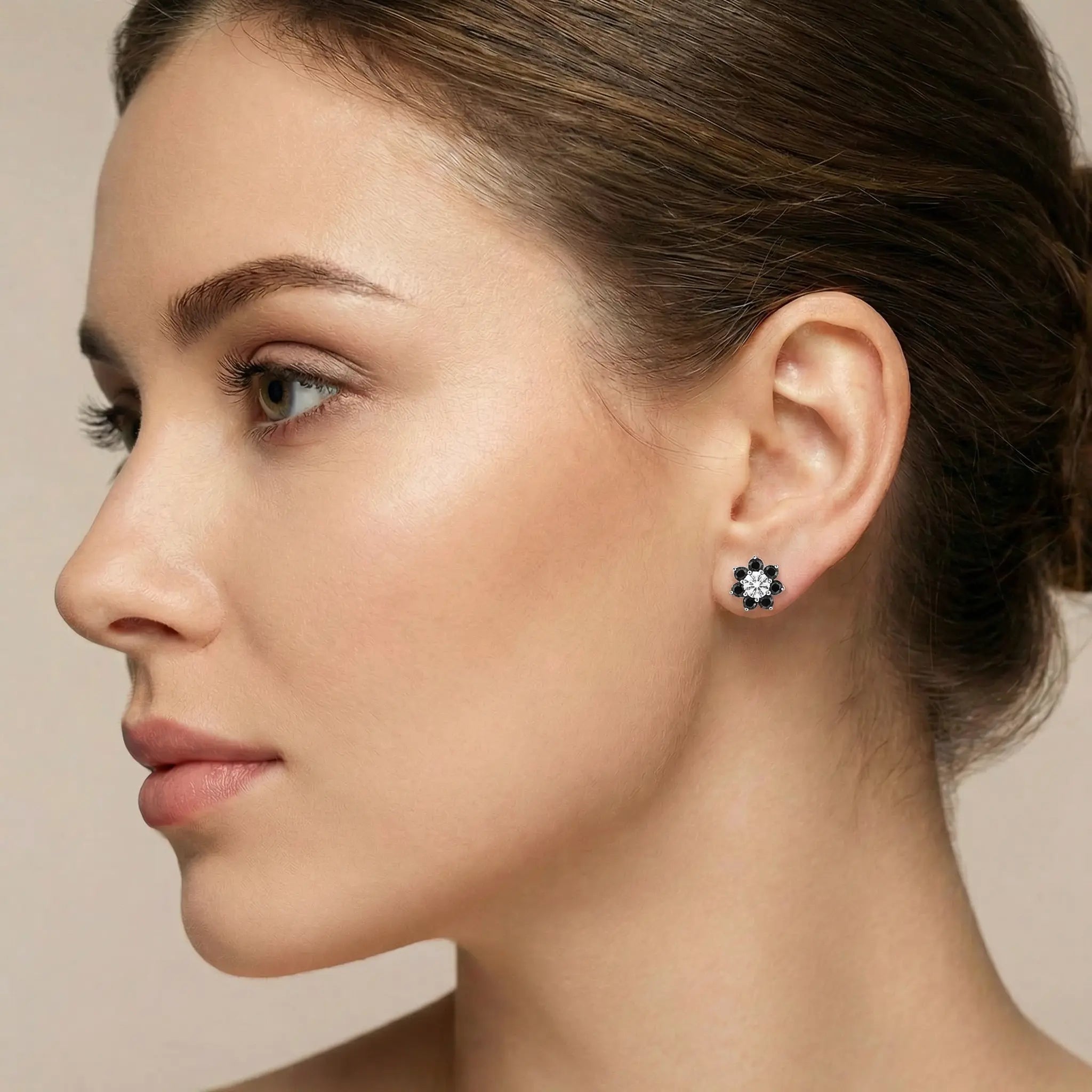 Daisy Studs by AZ Essentials in Black Diamond