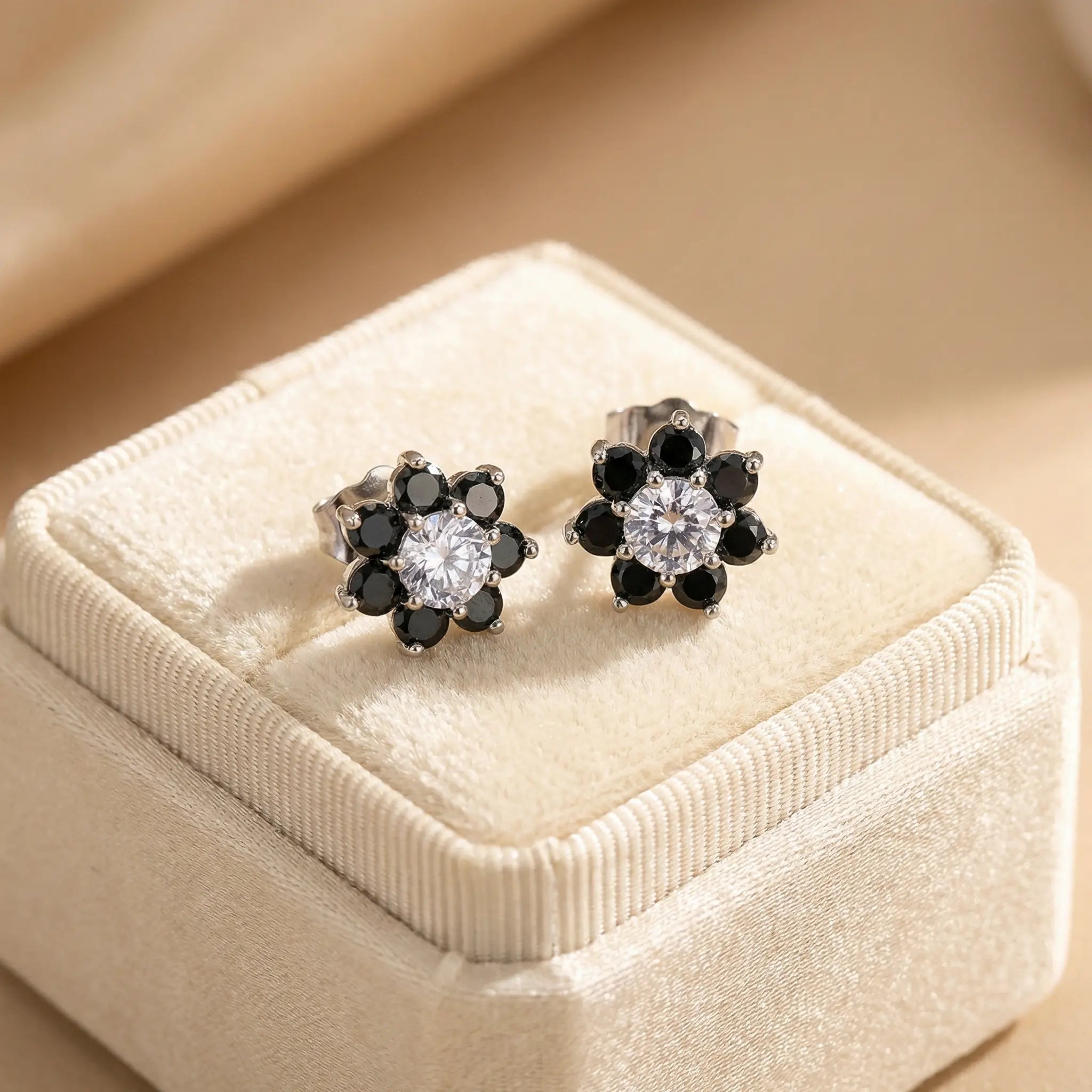Daisy Studs by AZ Essentials in Black Diamond
