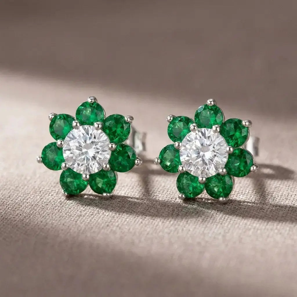Daisy Studs by AZ Essentials in Emerald