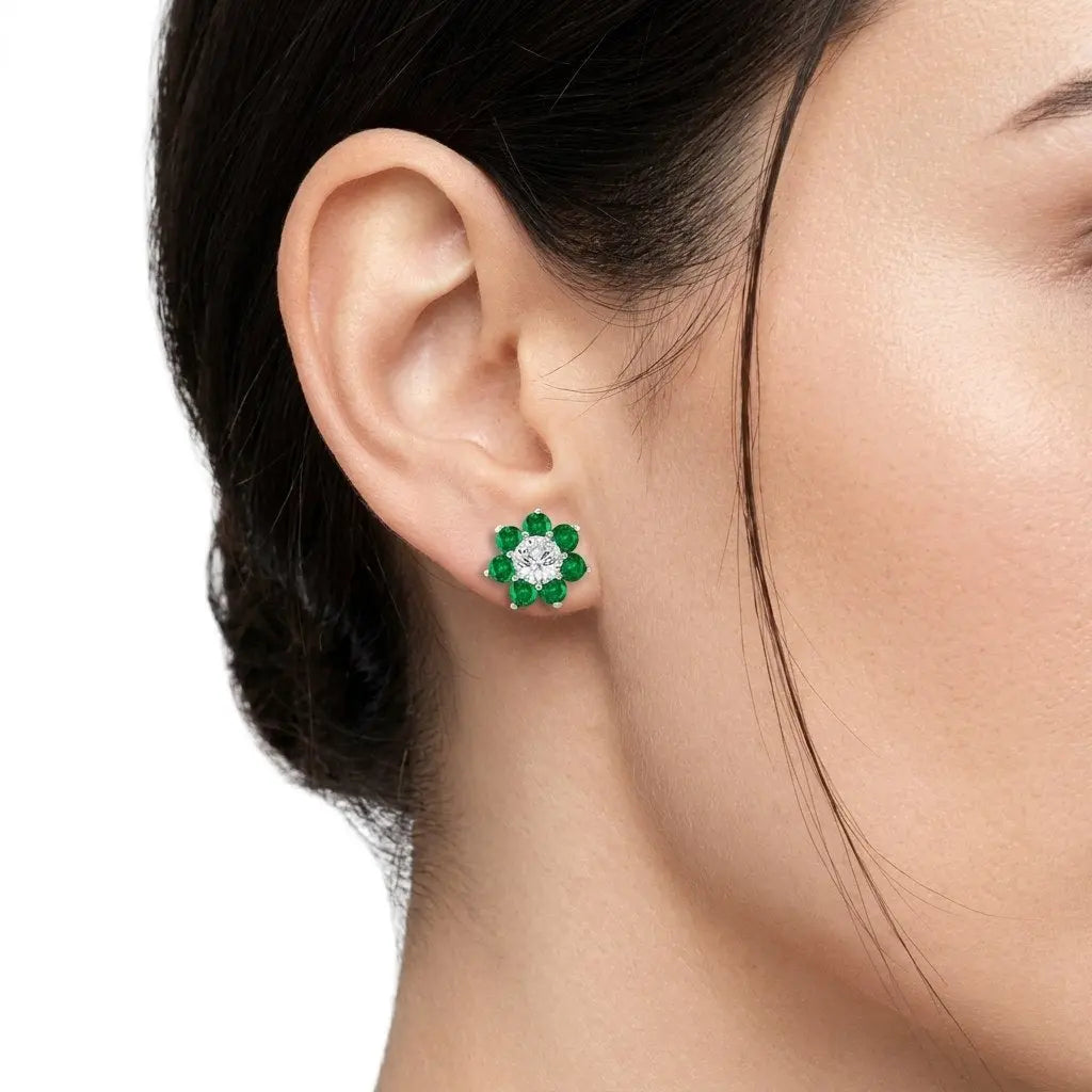 Daisy Studs by AZ Essentials in Emerald