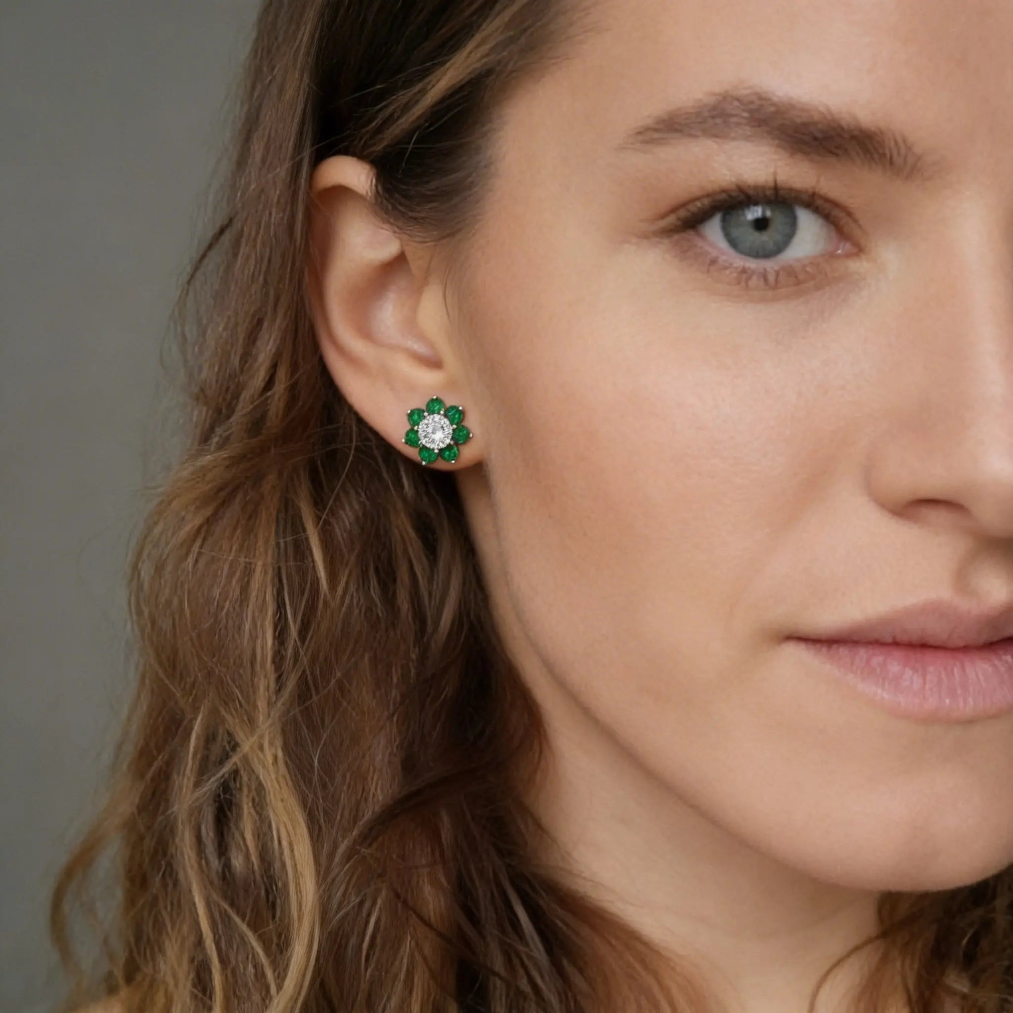 Daisy Studs by AZ Essentials in Emerald