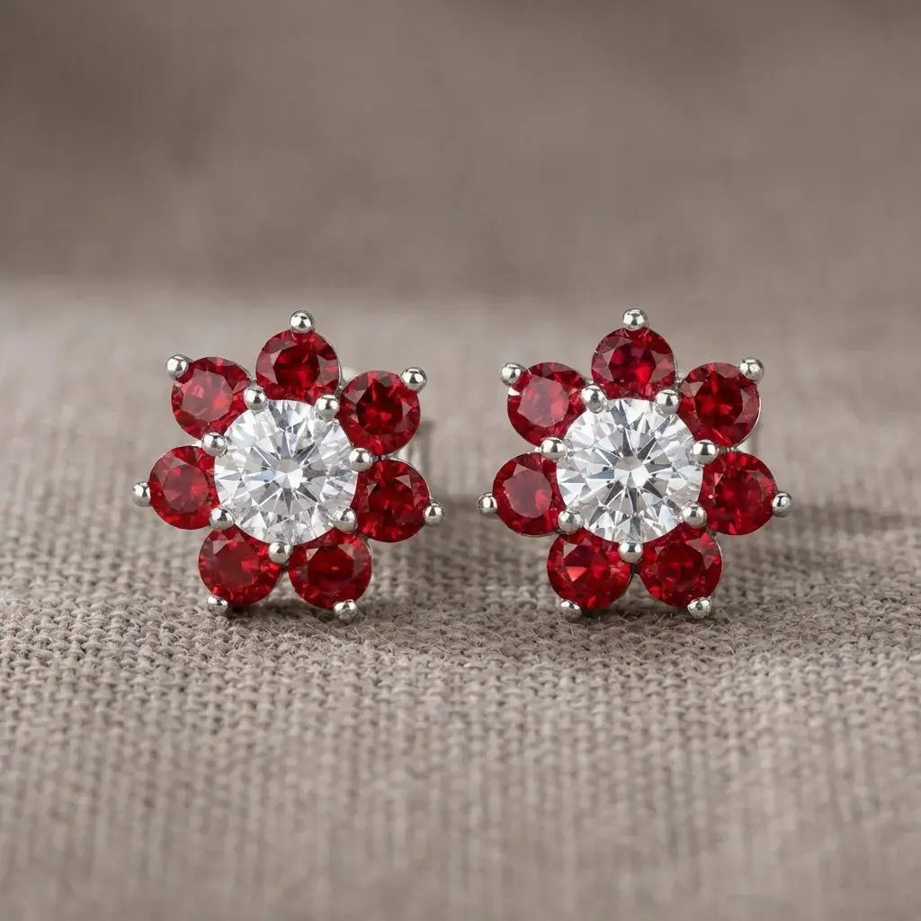 Daisy Studs by AZ Essentials in Ruby