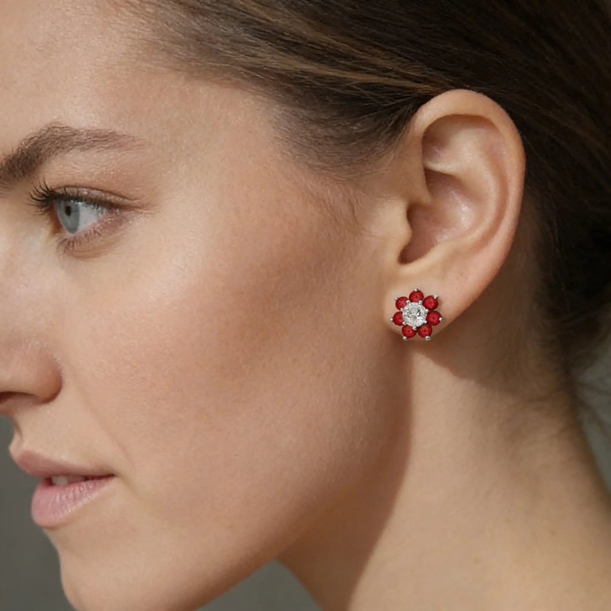 Daisy Studs by AZ Essentials in Ruby