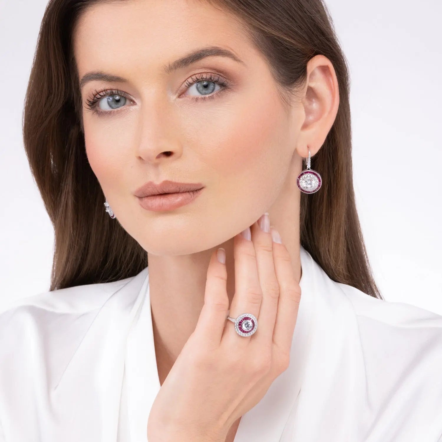 Demi Deco Earrings in Blue Sapphire
