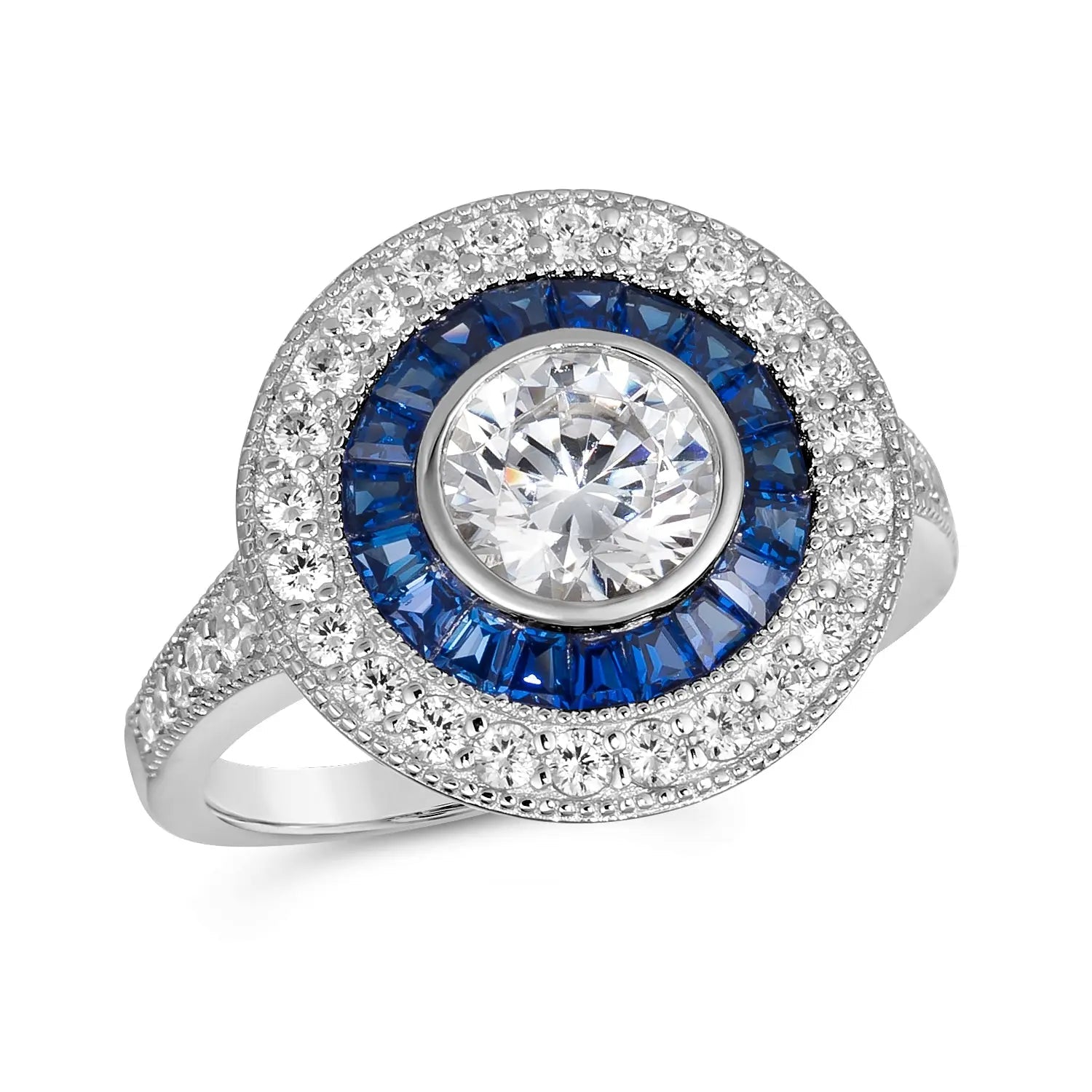 Demi Vintage 1 Carat Diamond Crystalline Ring Blue Sapphire